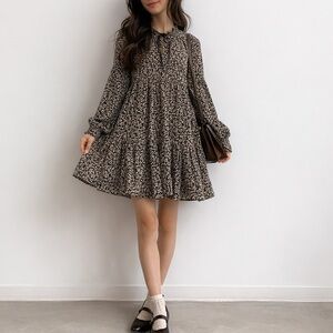Mango Dress Womens XS Smock Short Floral Flowy Bishop Sleeve VALEN Y2K Prairie